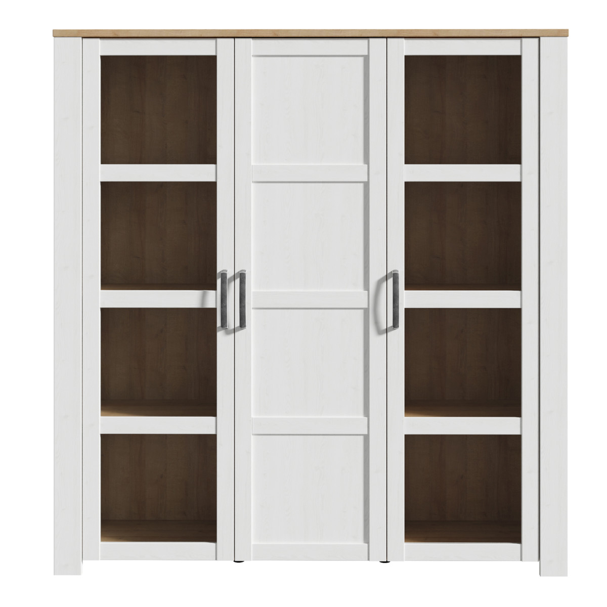Bohol Large Display Cabinet in Riviera Oak and White
